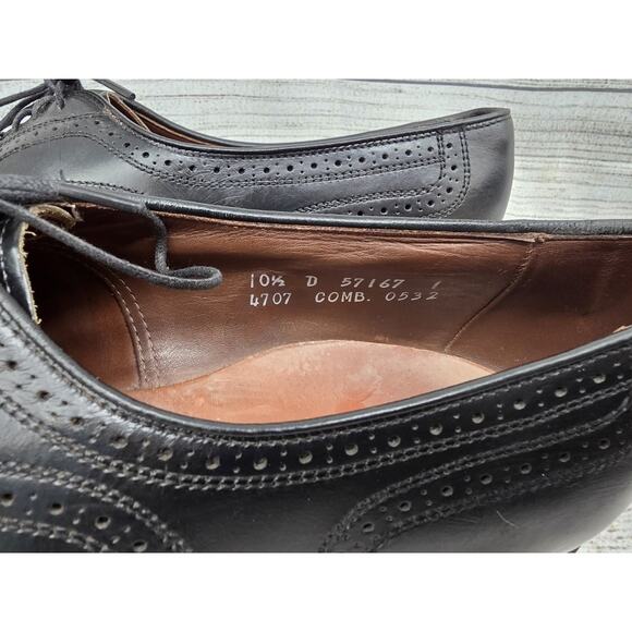 Allen Edmonds Shoes Men Size 10.5 D Townley Black Wingtip Brogue Oxford USA main image 5